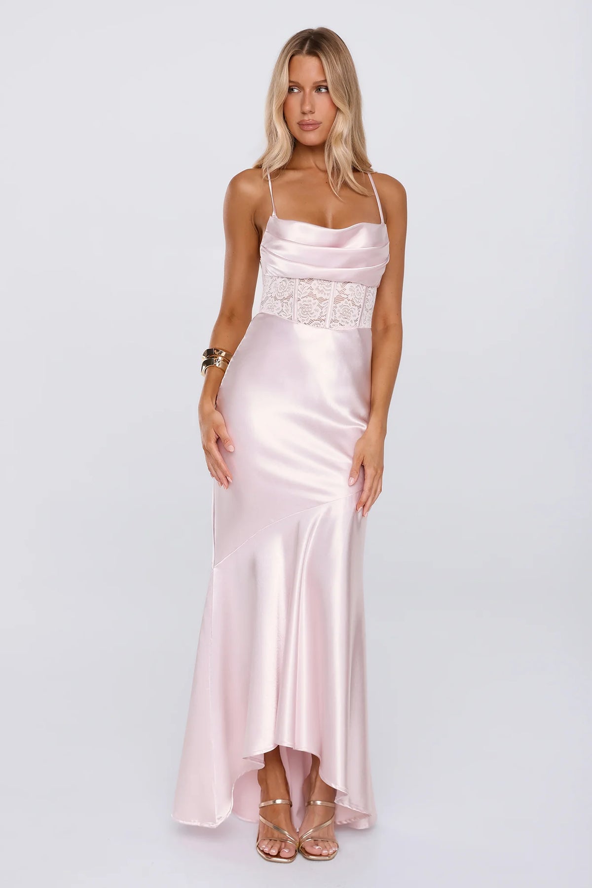 Silker Moments Satin Maxi Dress Pink