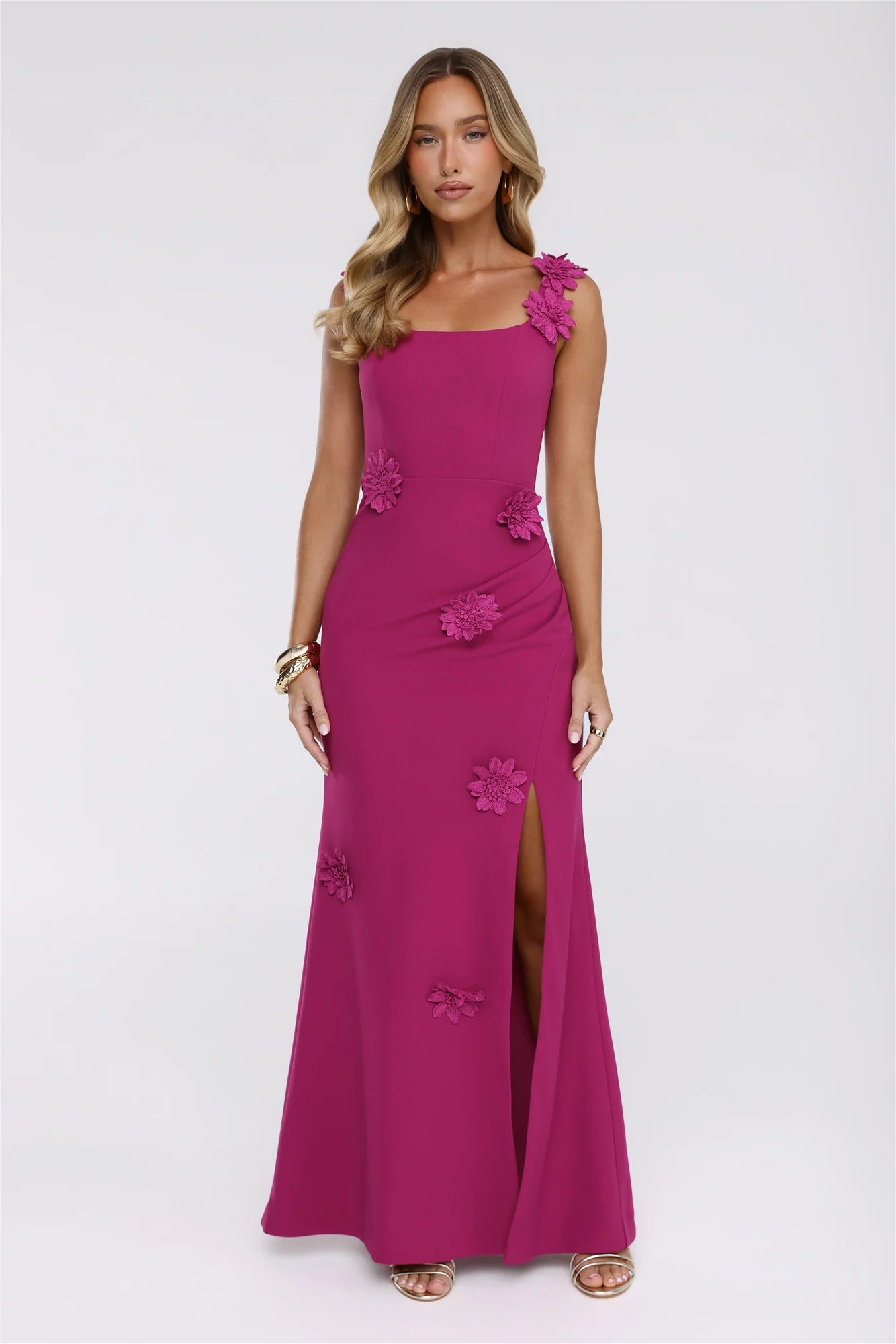 Moonlight Veil Maxi Dress Dark Pink