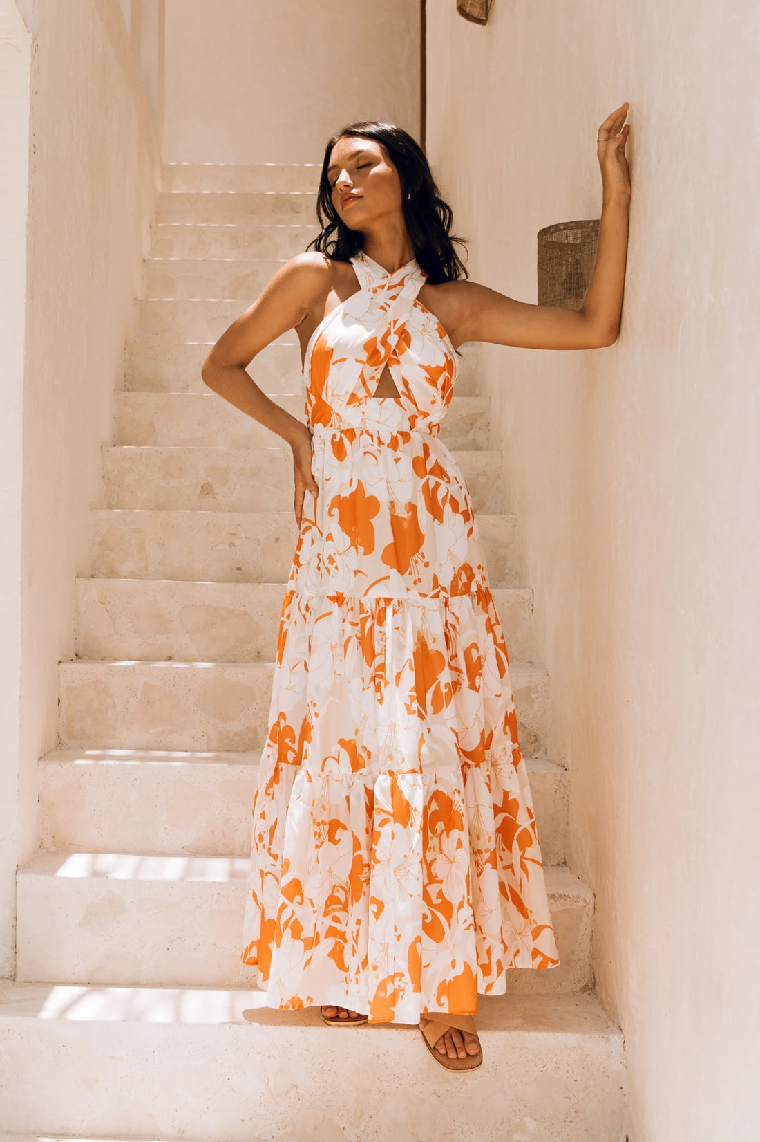 Sunny Whirl Maxi Dress Orange