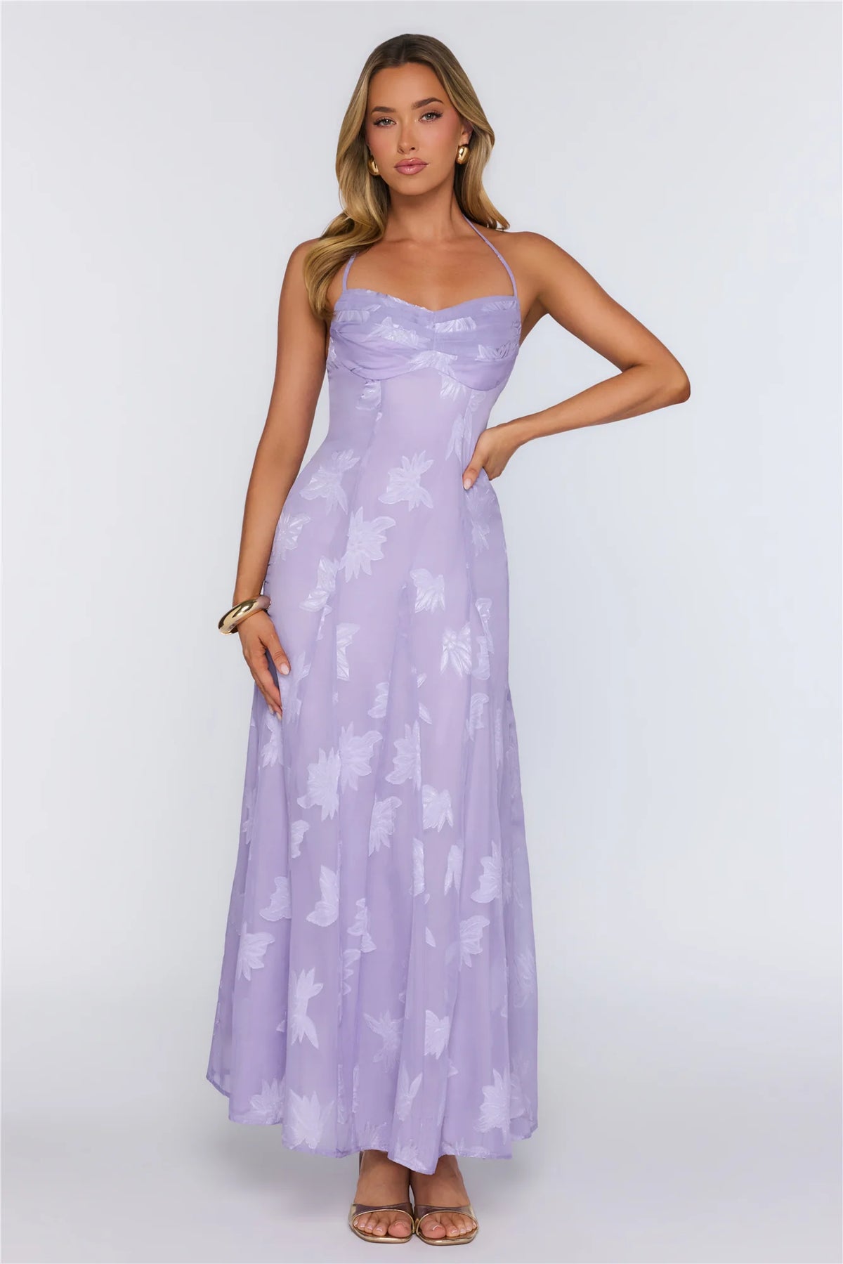 Dress Edit Halter Maxi Dress Purple