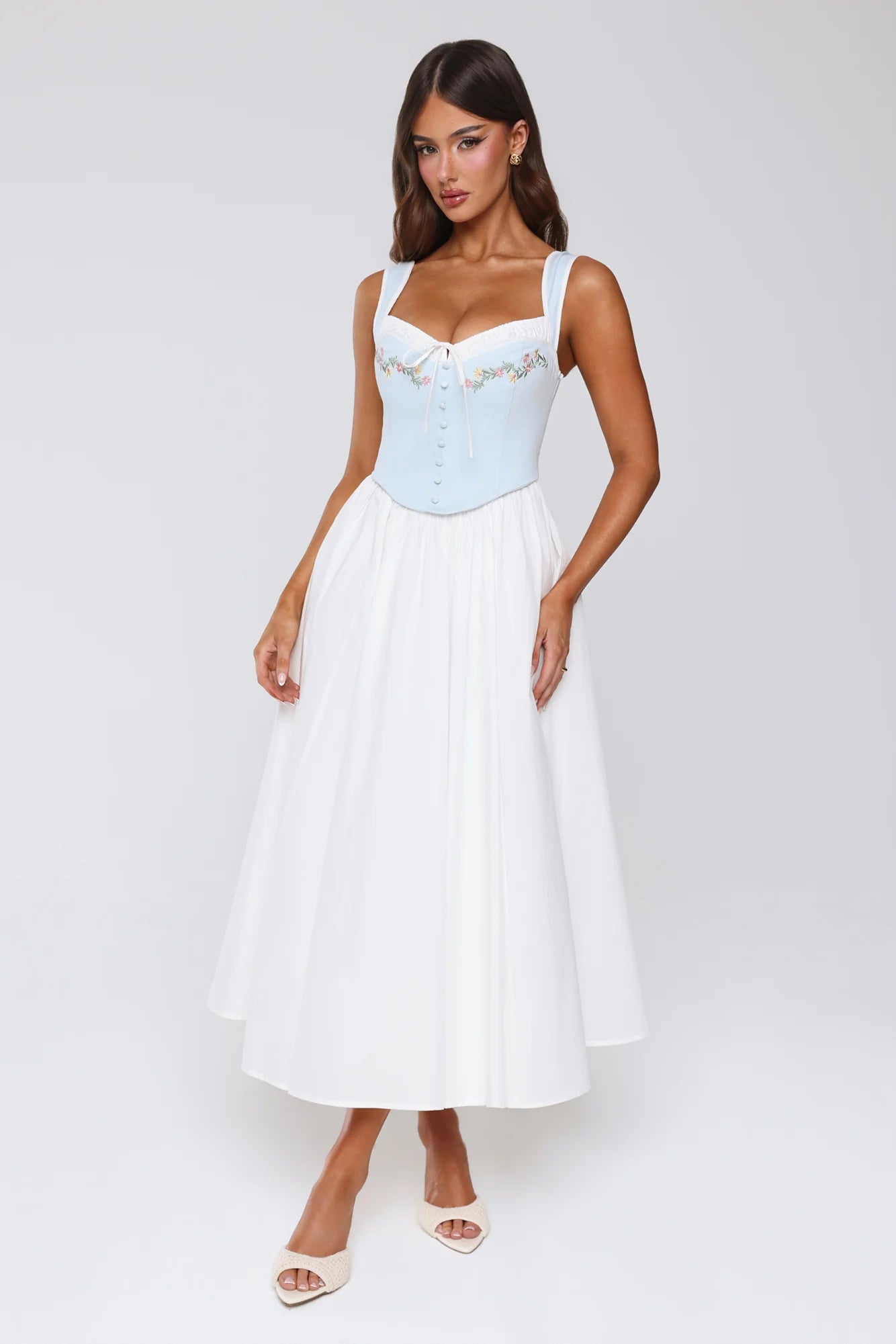 Cottage Glow Maxi Dress Blue