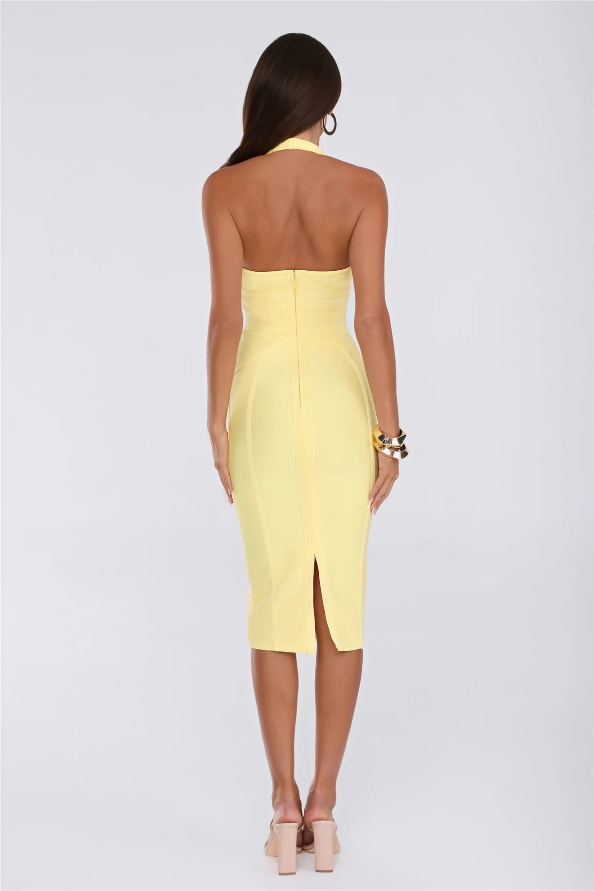 Not Your Girl Bandage Midi Dress Yellow