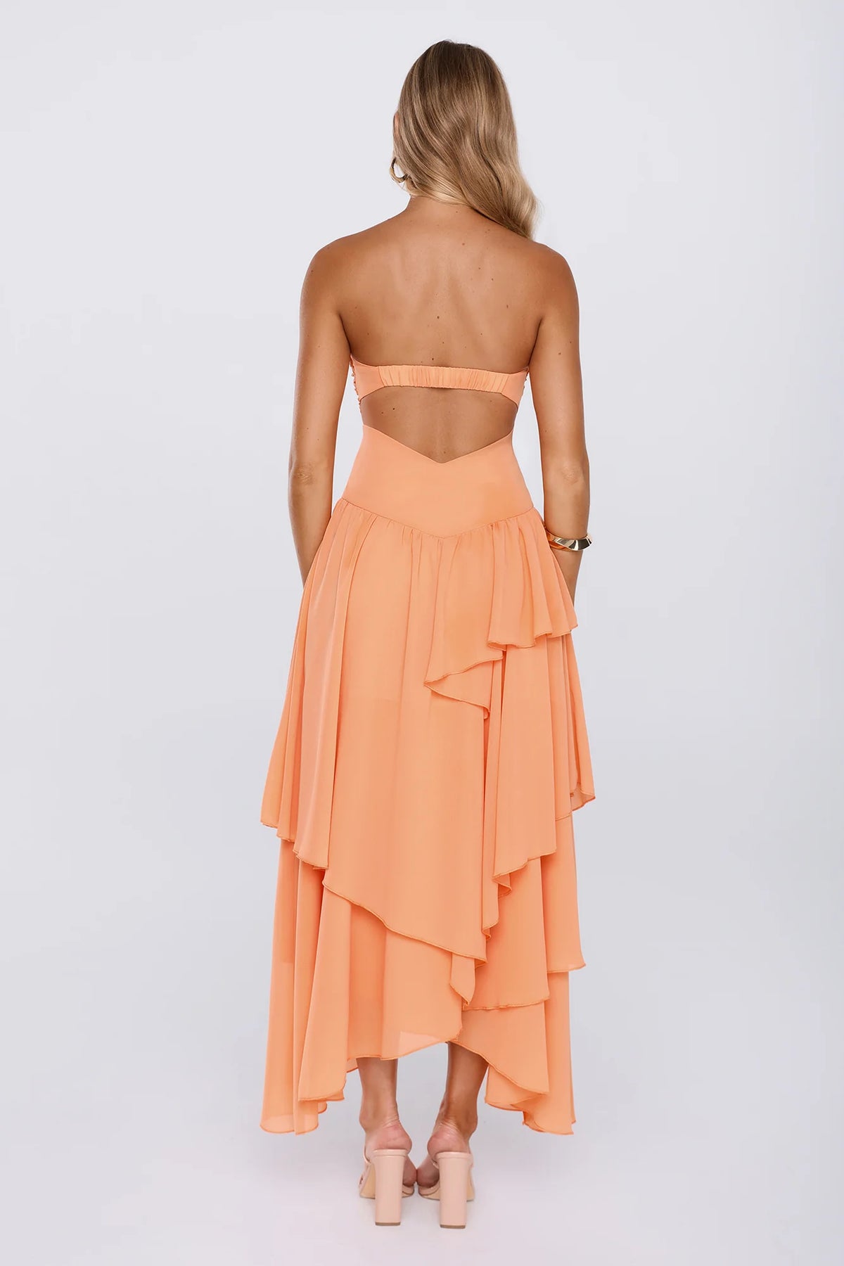 Made To Shine Strapless Maxi Dress Orange