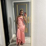 Romantic Affair Satin One Shoulder Maxi Dress Brown