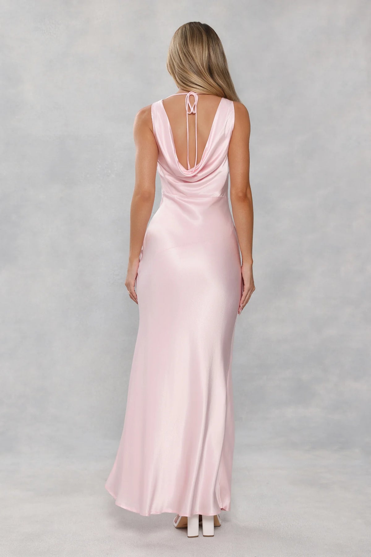 The Loretta Cowl Satin Maxi Dress Pink