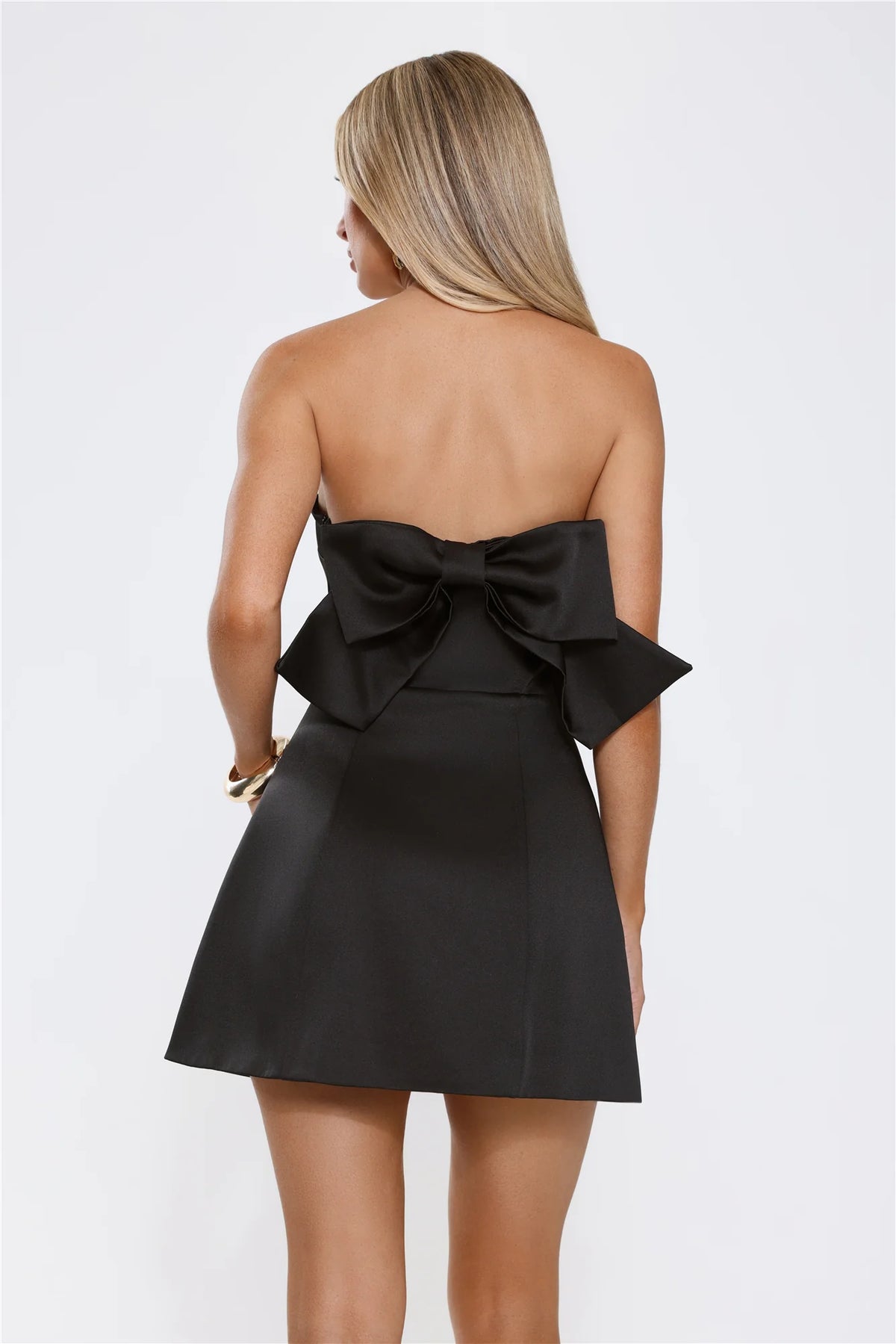The Best Gift Satin Strapless Mini Dress Black