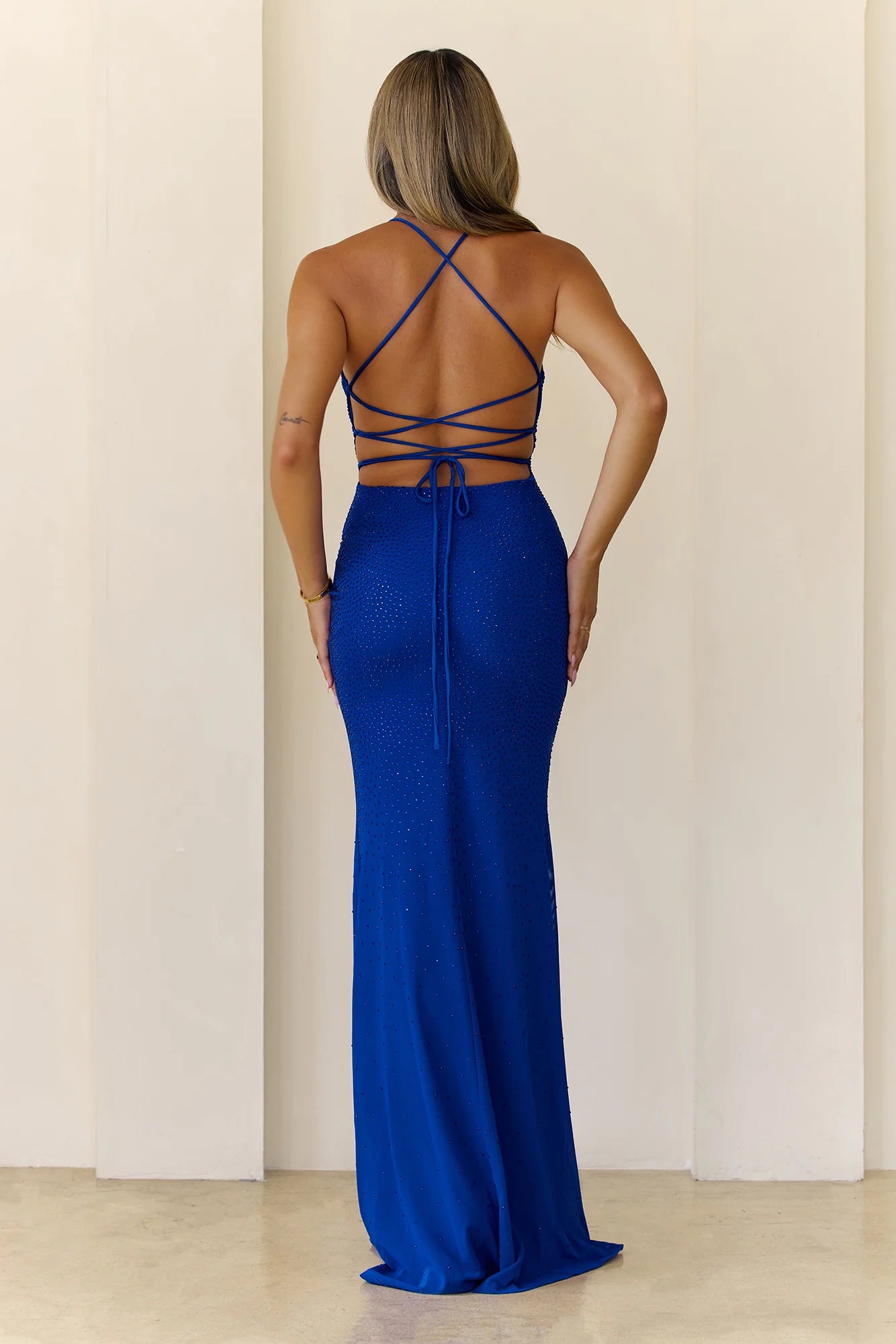 Starry Night Embellished Maxi Dress Blue