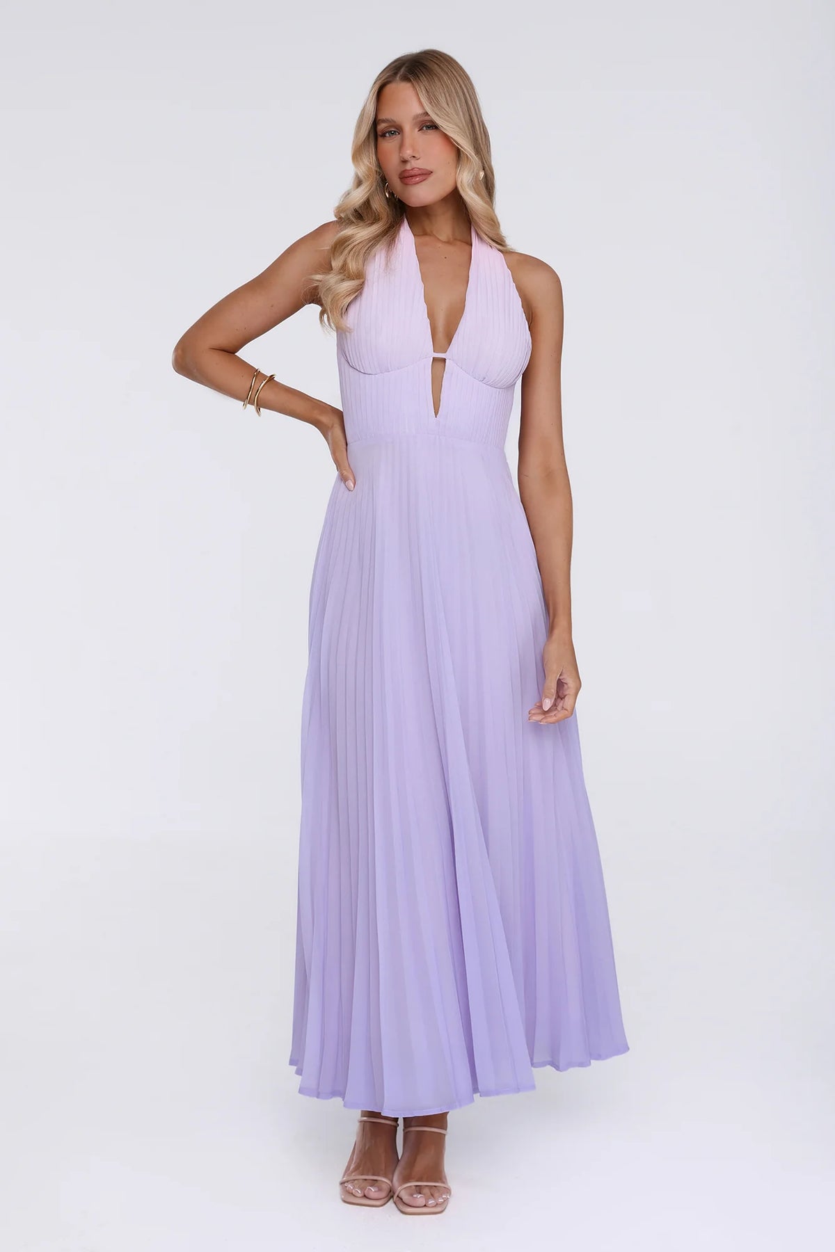 Chic Energy Shift Halter Maxi Dress Purple
