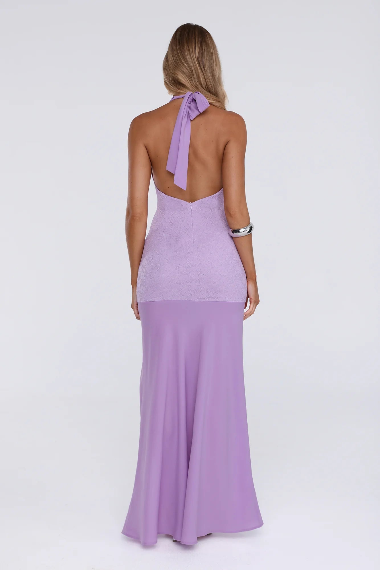 Champagne At Dusk Halter Maxi Dress Purple