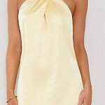 Exclusive Parties Halter Satin Mini Dress Chocolate