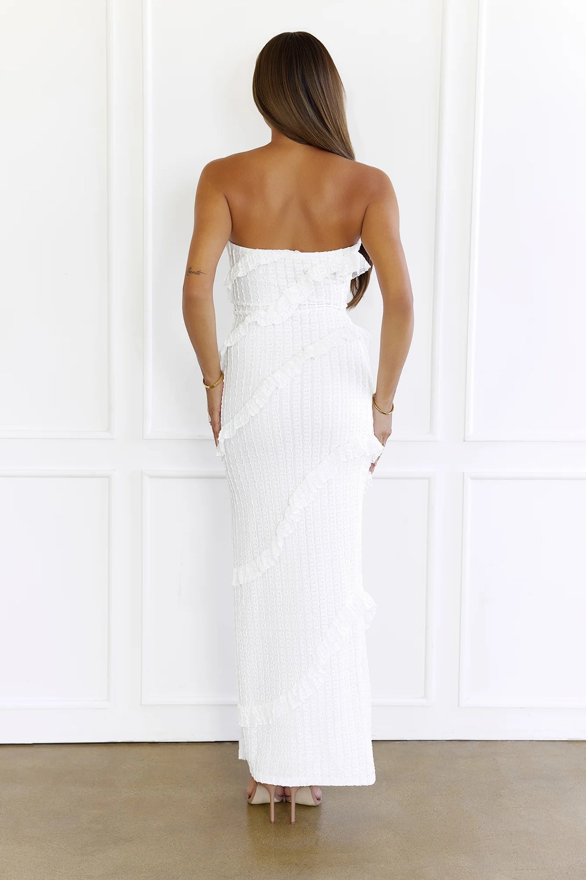 Stay Effortless Strapless Maxi Dress White
