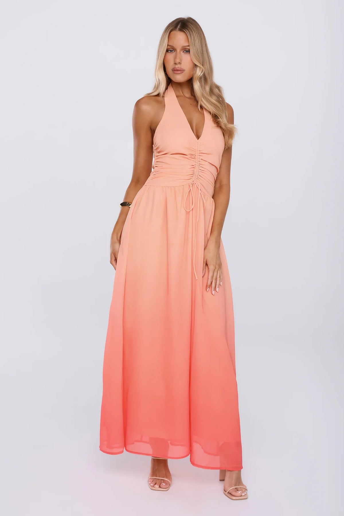 Always Invited Halter Maxi Dress Orange