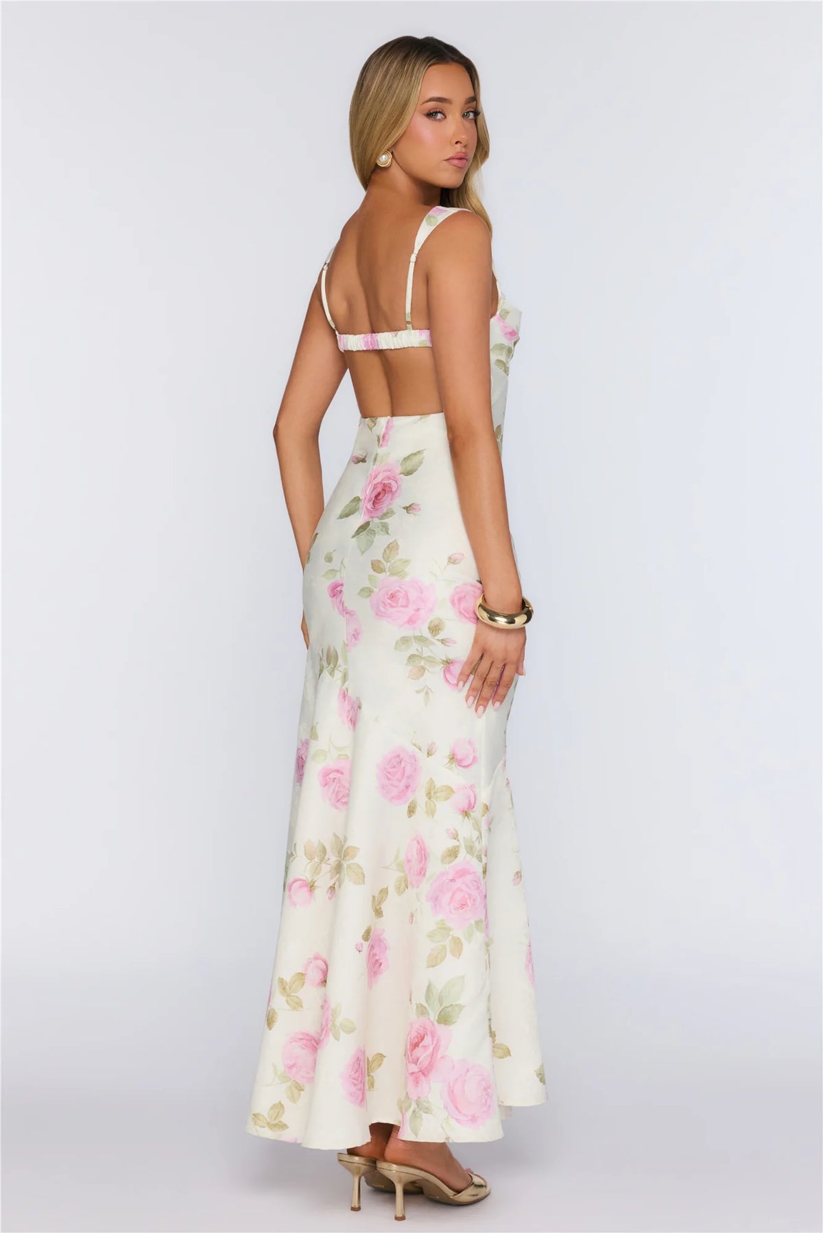 Floral Studio Satin Maxi Dress Pink