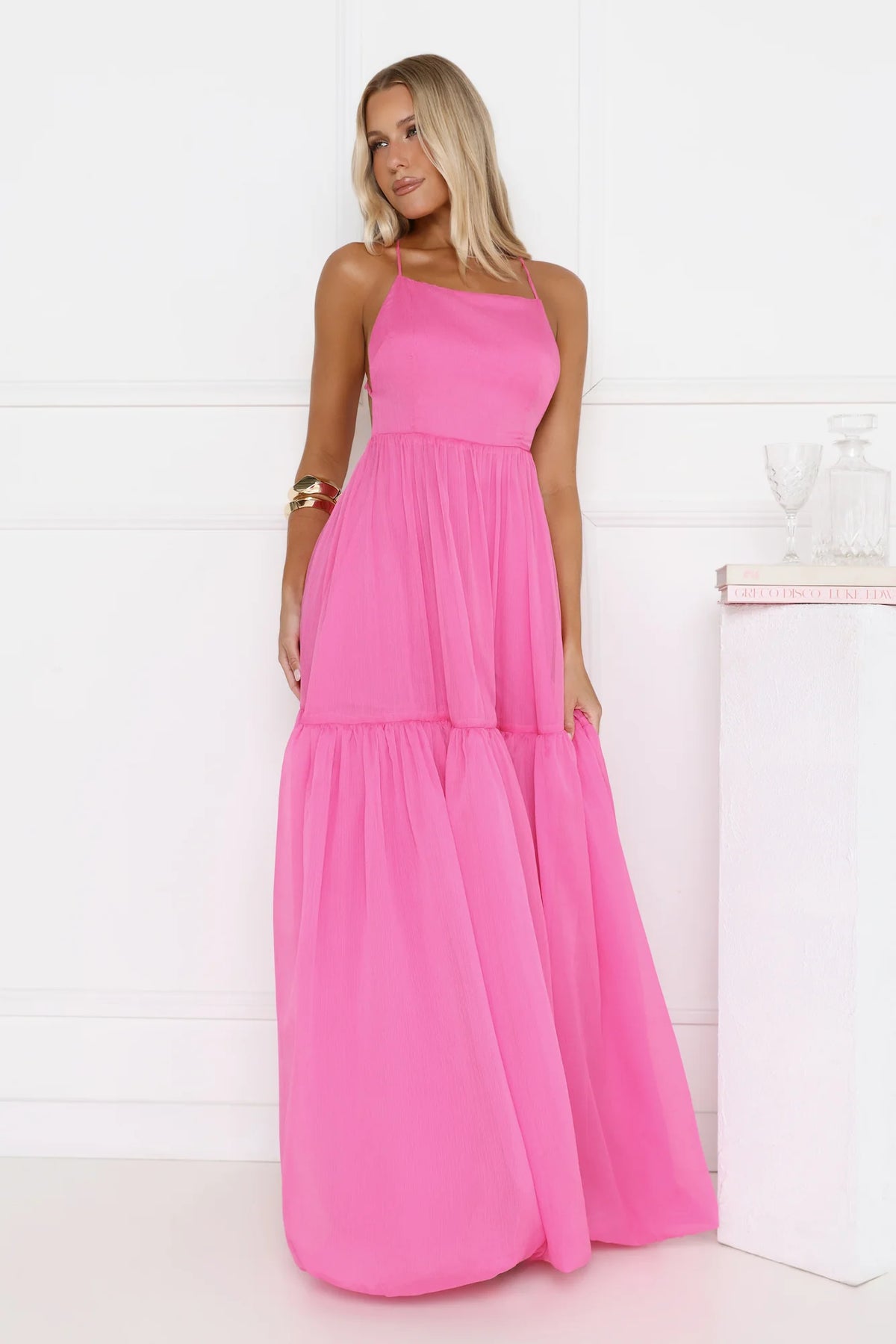 Style Unlocked Bubble Hem Maxi Dress Pink