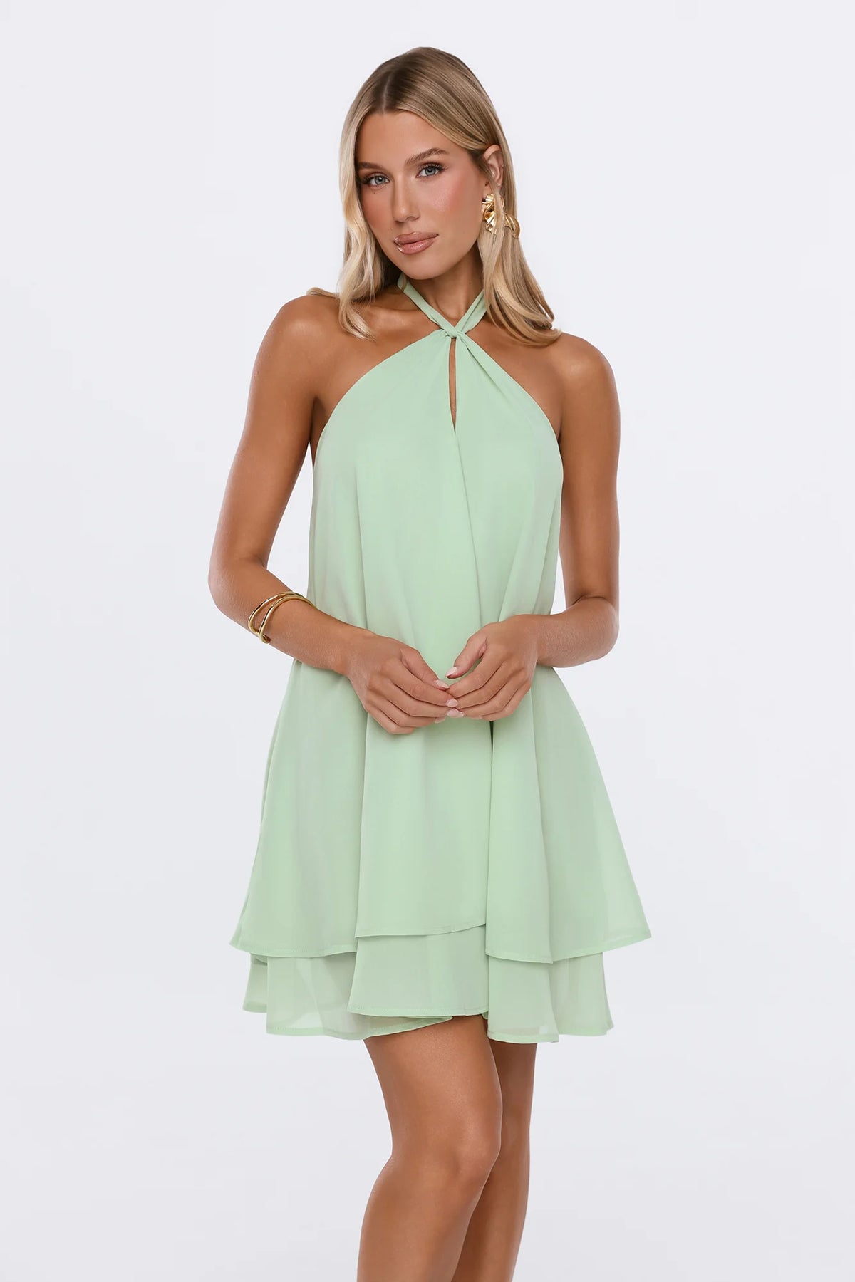 Lucky Charm Halter Mini Dress Mint