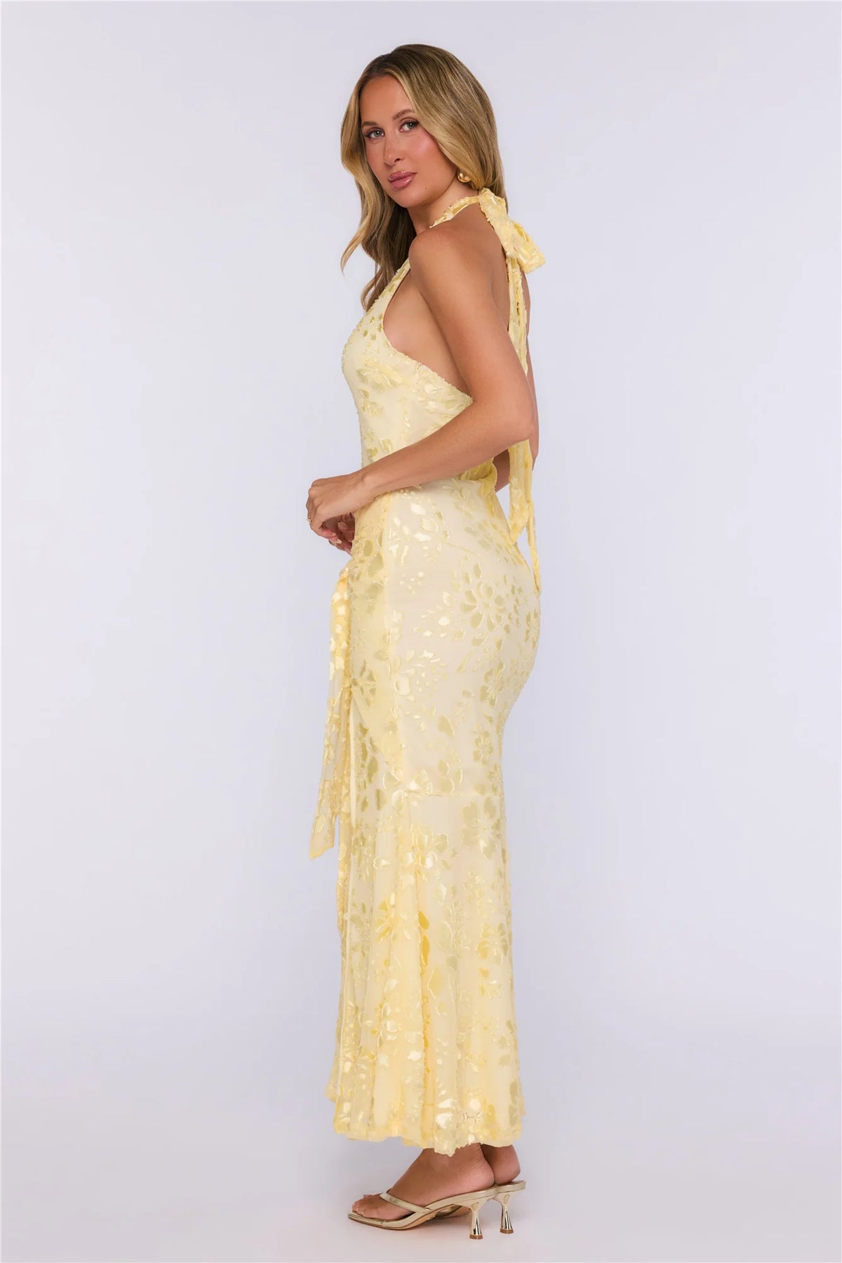 The Wish List Halter Maxi Dress Yellow